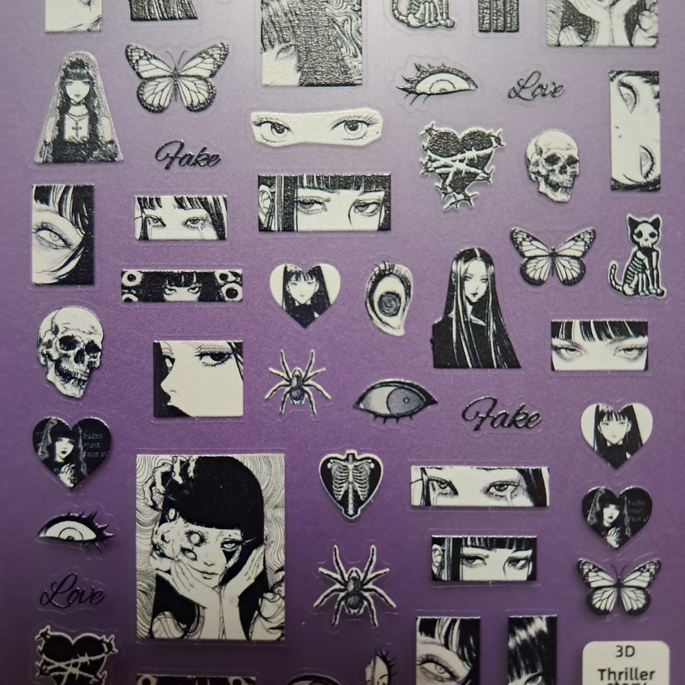 Gothic Black and White Nail Stickers